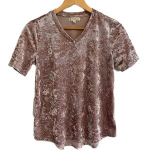 Love Fire Women’s 90’s Crushed Velvet Baby Tee size Medium Blush Pink Y2K